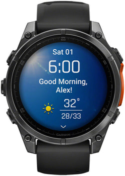 Garmin fenix 8 Smartwatch - 47mm, AMOLED, Slate Gray with Black Silicone Band - Fitness Computers - fenix 8 Smartwatch AMOLED