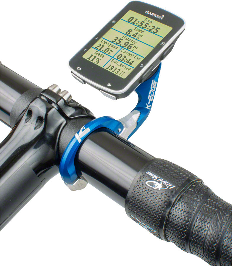 K-EDGE Garmin Race Handlebar Mount: 31.8mm, Blue/Silver - Computer Mount Kit/Adapter - Garmin Race