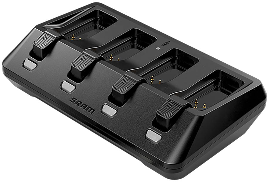SRAM AXS 4-Port Battery Charger w/o Cord - Compatible with AXS Batteries used on eTap and RockShox AXS Components MPN: 00.3018.421.000 UPC: 710845928130 Electronic Shifter Part, SRAM AXS Battery and Charger Accessories