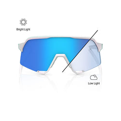 100% S3 Sunglasses - LE Bastille/Pearl White Glitter/Blue Mirror Photochromic Lens - Sunglasses - S3 Sunglasses