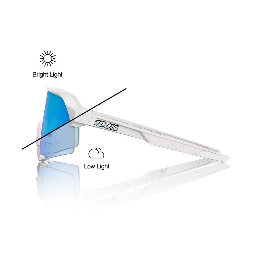 100% S3 Sunglasses - LE Bastille/Pearl White Glitter/Blue Mirror Photochromic Lens - Sunglasses - S3 Sunglasses