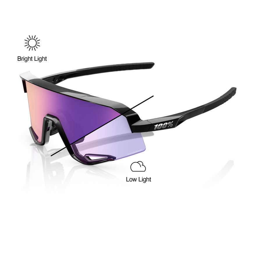 100% Slendale Sunglasses - Gloss Black/Purple Mirror Photochromic Lens MPN: 60057-00013 UPC: 196261054521 Sunglasses Slendale Sunglasses