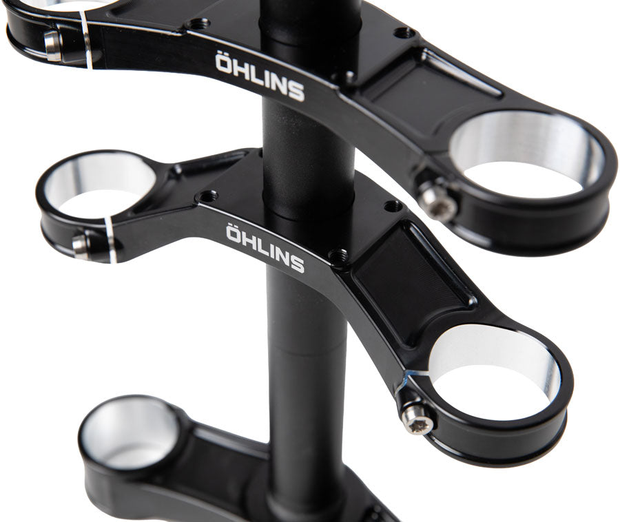 Ohlins DH38 Suspension Fork Crownset - 46mm Offset, Flat and Riser Upper Crowns, Includes Fork Bumpers - Crown/Steerer/Uppertube Assembly - DH38 Suspension Fork Crownset