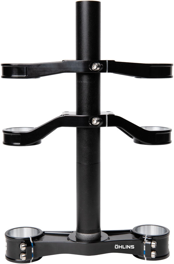 Ohlins DH38 Suspension Fork Crownset - 46mm Offset, Flat and Riser Upper Crowns, Includes Fork Bumpers MPN: 19233-08 UPC: 840153633485 Crown/Steerer/Uppertube Assembly DH38 Suspension Fork Crownset