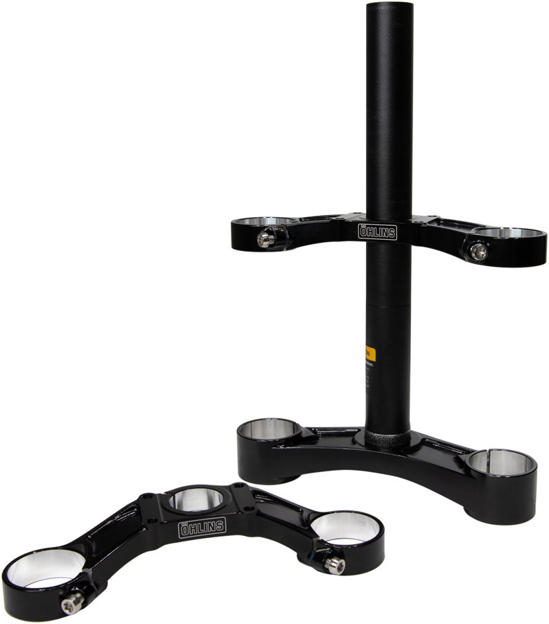 Ohlins DH38 Suspension Fork Crownset - 58mm Offset, Flat and Riser Upper Crowns, Includes Fork Bumpers MPN: 19233-20 UPC: 840153633515 Crown/Steerer/Uppertube Assembly DH38 Suspension Fork Crownset