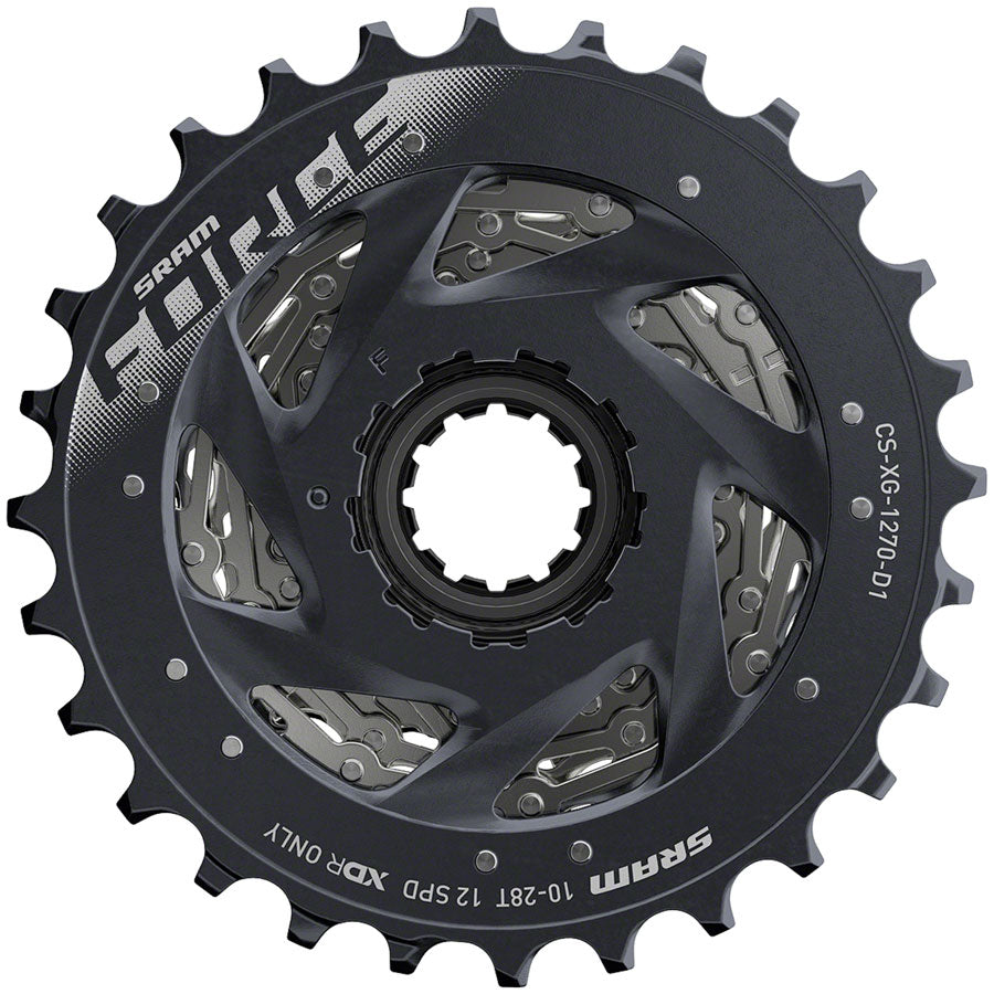 SRAM Force AXS XG-1270 Cassette - 12-Speed, 10-28t, Silver, For XDR Driver Body, D1 - Cassettes - Force AXS XG-1270 12-Speed Cassette