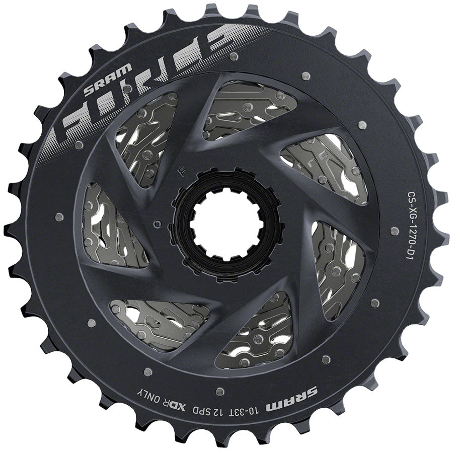 SRAM Force AXS XG-1270 Cassette - 12-Speed, 10-33t, Silver, For XDR Driver Body, D1 - Cassettes - Force AXS XG-1270 12-Speed Cassette