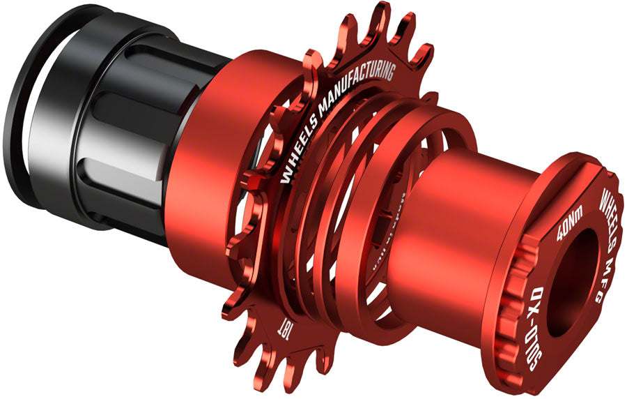 Wheels Manufacturing SOLO-XD XD/XDR Single Speed Conversion Kit - 18t, For SRAM XD/XDR Freehub, Red - Driver and Single Cog - Solo-XD XD/XDR Single Speed Conversion Kit