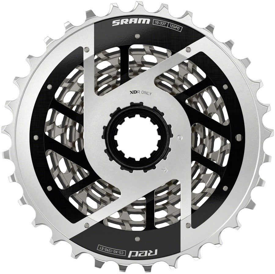 SRAM RED XG-1290 Cassette - 12-Speed, 10-33t, For XDR Driver Body, Silver, E1 - Cassettes - RED AXS XG-1290 12-Speed Cassette