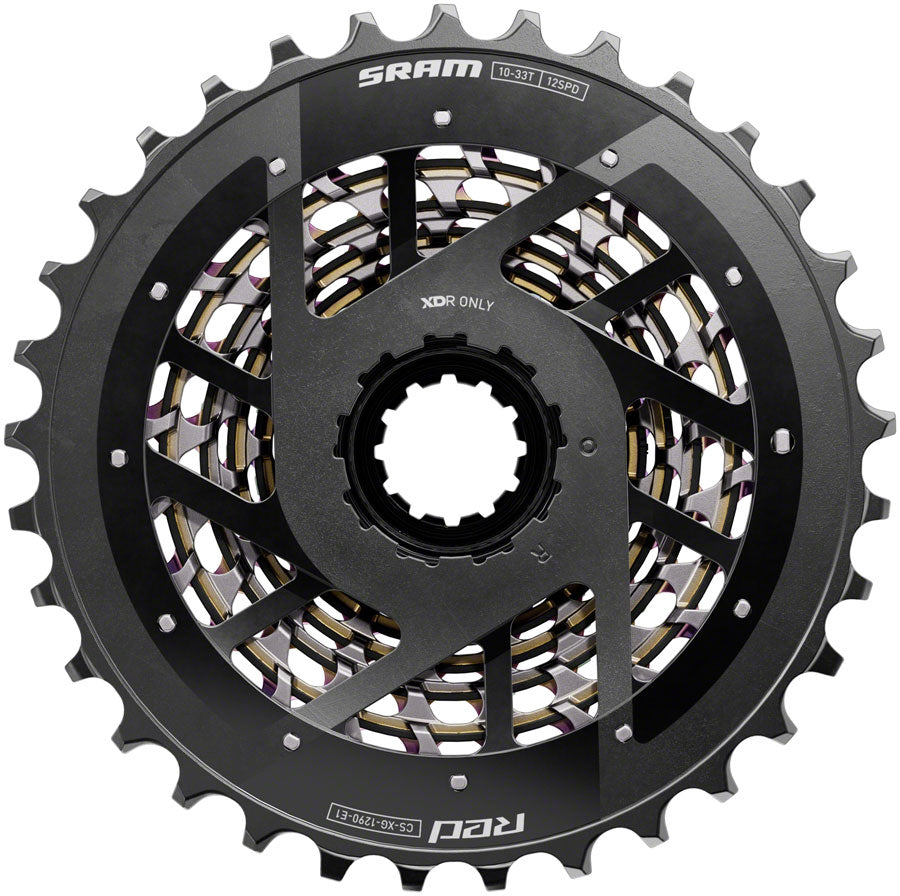SRAM RED XG-1290 Cassette - 12-Speed, 10-33t, For XDR Driver Body, Rainbow, E1 - Cassettes - RED AXS XG-1290 12-Speed Cassette