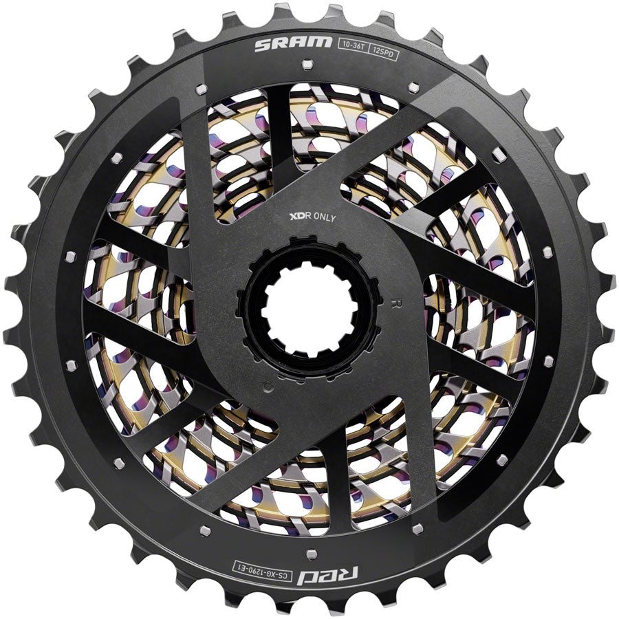 SRAM RED XG-1290 Cassette - 12-Speed, 10-36t, For XDR Driver Body, Rainbow, E1 - Cassettes - RED AXS XG-1290 12-Speed Cassette