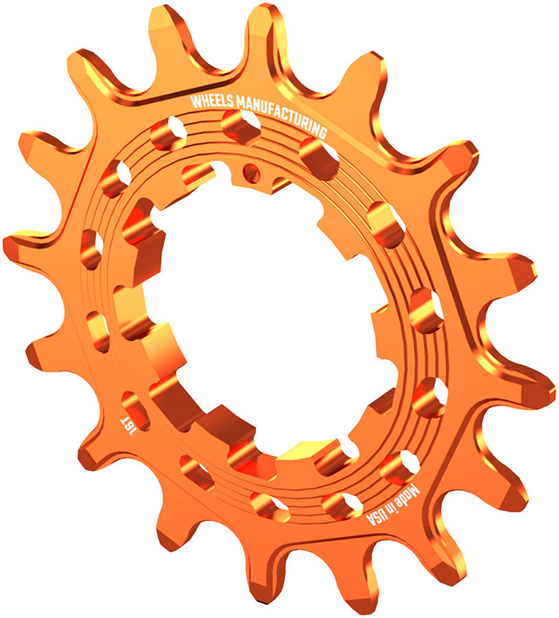 Wheels Manufacturing SOLO HG Cog - 16t, Fits SOLO-HG Kits, Orange - Driver and Single Cog - Solo-HG Narrow-Wide Single Speed Cog