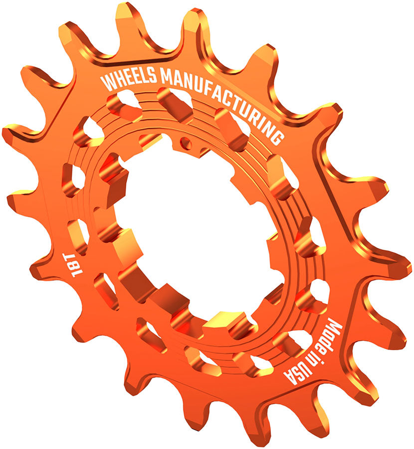 Wheels Manufacturing SOLO HG Cog - 18t, Fits SOLO-HG Kits, Orange - Driver and Single Cog - Solo-HG Narrow-Wide Single Speed Cog