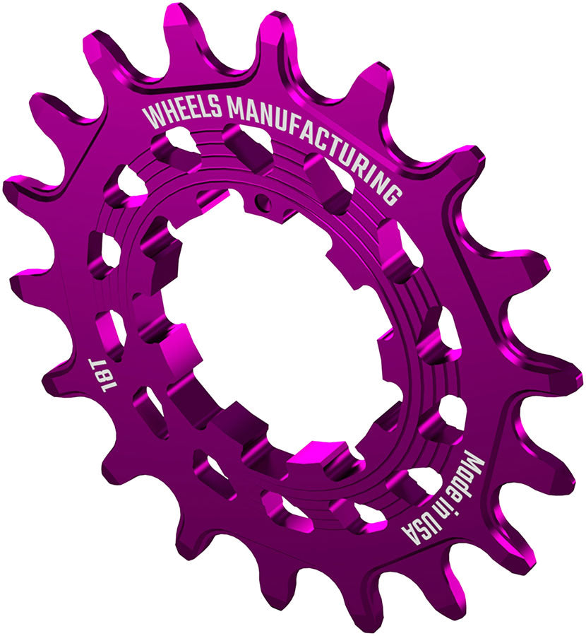 Wheels Manufacturing SOLO HG Cog - 18t, Fits SOLO-HG Kits, Purple - Driver and Single Cog - Solo-HG Narrow-Wide Single Speed Cog