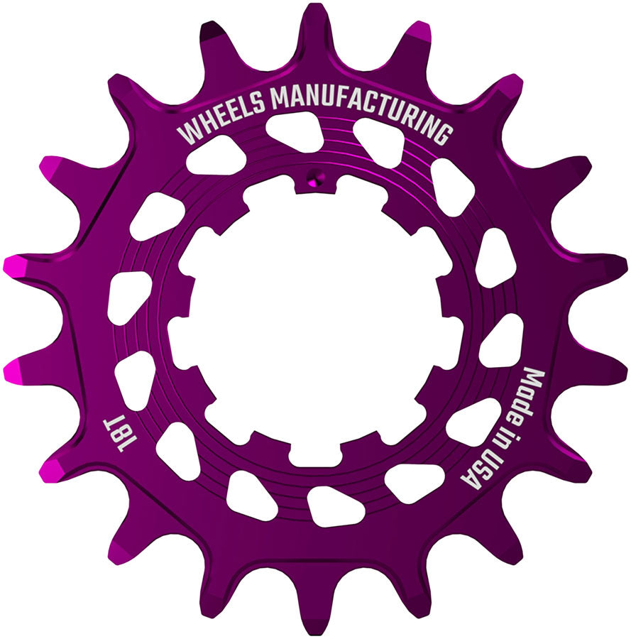 Wheels Manufacturing SOLO HG Cog - 18t, Fits SOLO-HG Kits, Purple MPN: SOLO-HG-18T-7 UPC: 810124713706 Driver and Single Cog Solo-HG Narrow-Wide Single Speed Cog