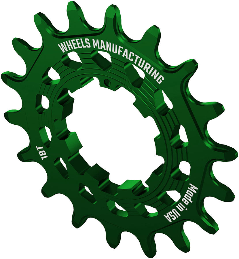 Wheels Manufacturing SOLO HG Cog - 18t, Fits SOLO-HG Kits, Green - Driver and Single Cog - Solo-HG Narrow-Wide Single Speed Cog
