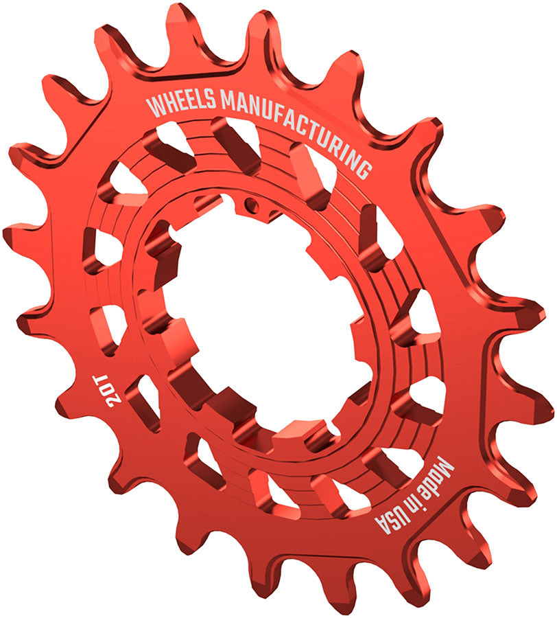 Wheels Manufacturing SOLO HG Cog - 20t, Fits SOLO-HG Kits, Red - Driver and Single Cog - Solo-HG Narrow-Wide Single Speed Cog