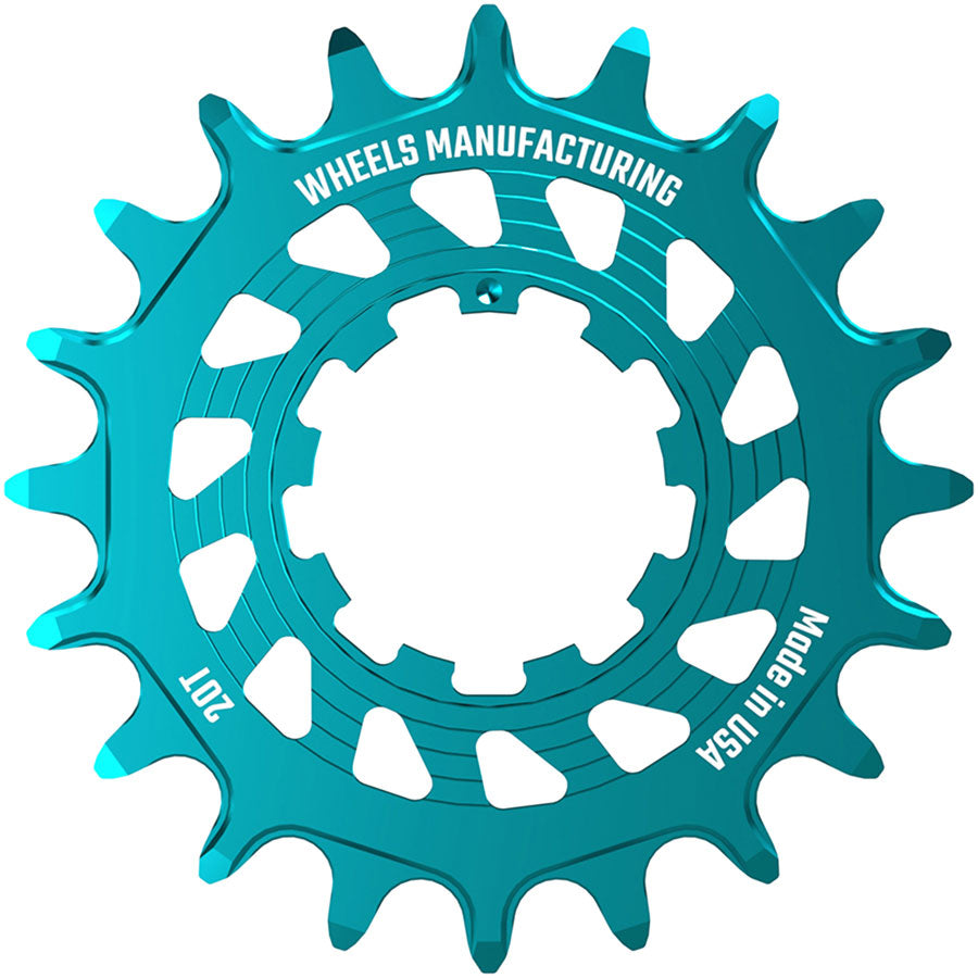 Wheels Manufacturing SOLO HG Cog - 20t, Fits SOLO-HG Kits, Teal MPN: SOLO-HG-20T-5 UPC: 810124713751 Driver and Single Cog Solo-HG Narrow-Wide Single Speed Cog