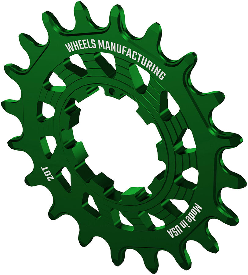 Wheels Manufacturing SOLO HG Cog - 20t, Fits SOLO-HG Kits, Green - Driver and Single Cog - Solo-HG Narrow-Wide Single Speed Cog