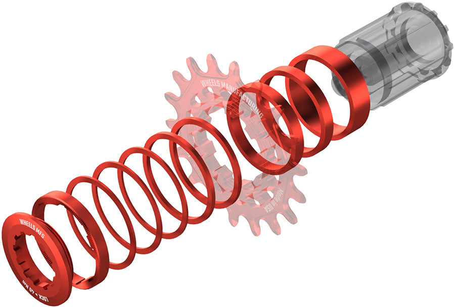 Wheels Manufacturing SOLO-HG Single Speed Conversion Kit - For HG Style Hubs, Red - Single Speed Spacer Kit - Solo-HG Single Speed Conversion Kit