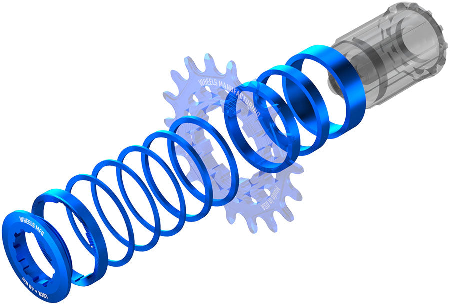 Wheels Manufacturing SOLO-HG Single Speed Conversion Kit - For HG Style Hubs, Blue - Single Speed Spacer Kit - Solo-HG Single Speed Conversion Kit