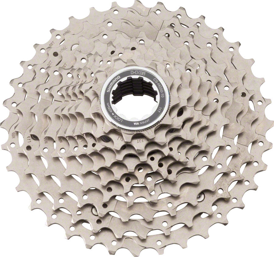 Shimano Deore M6000 CS-HG50 Cassette - 10 Speed, 11-36t, Silver, Nickel Plated MPN: ICSHG5010136 UPC: 689228407510 Cassettes Deore CS-HG50 10 Speed Cassette