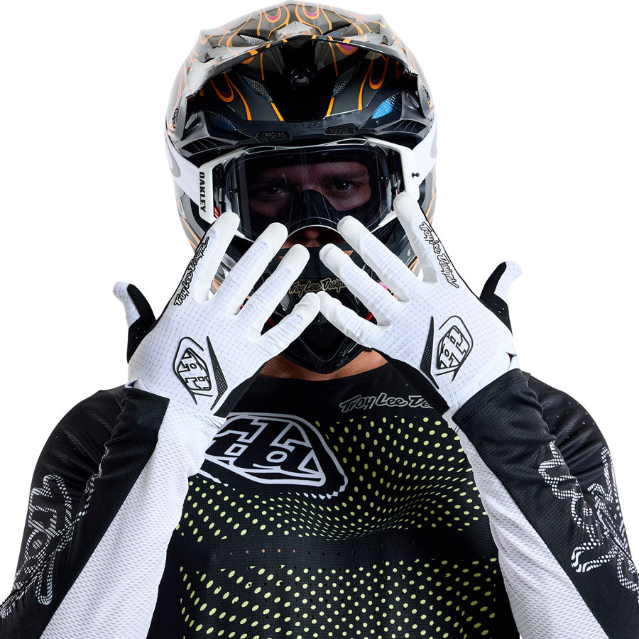 Troy Lee Designs Air Glove   Mono White, Small - Gloves - Air Gloves