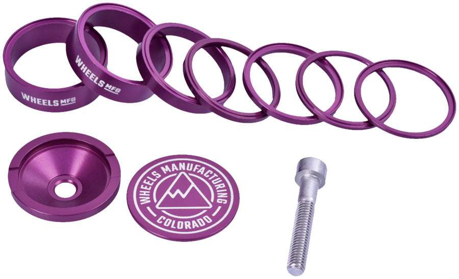 Wheels Manufacturing Pro StackRight Headset Spacer Kit - Purple MPN: SRHS-PKIT1-7 UPC: 811079029669 Headset Stack Spacer Pro StackRight Headset Spacer Kit