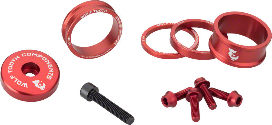 Wolf Tooth BlingKit: Headset Spacer Kit 3, 5,10, 15mm, Red MPN: BLINGKIT_RED UPC: 812719025072 Headset Stack Spacer Headset BlingKit