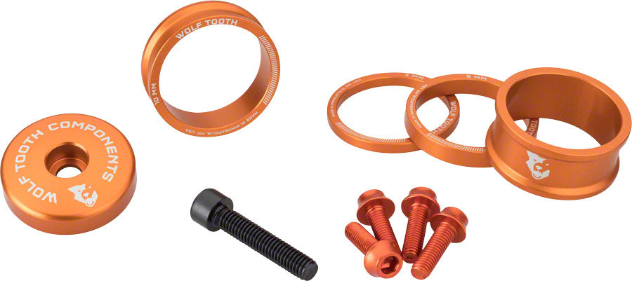 Wolf Tooth BlingKit: Headset Spacer Kit 3, 5,10, 15mm, Orange MPN: BLINGKIT_ORANGE UPC: 812719025126 Headset Stack Spacer Headset BlingKit