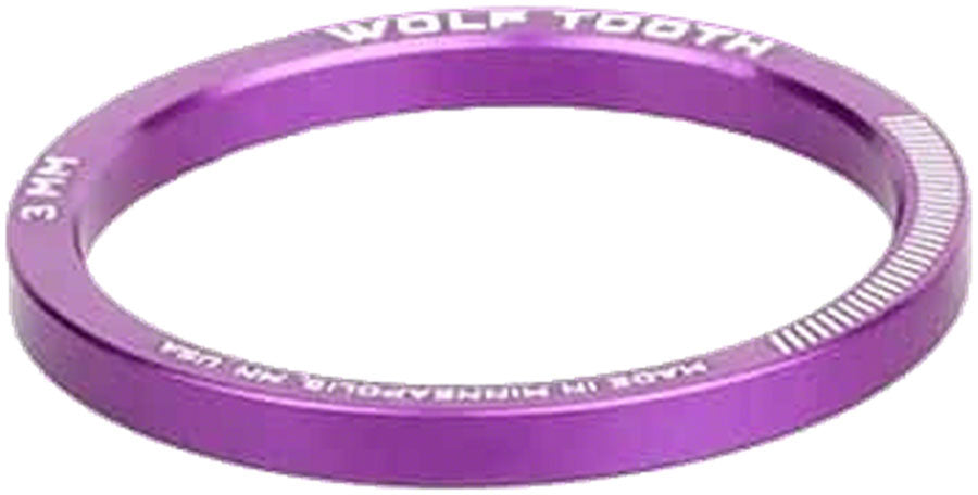 Wolf Tooth Precision Headset Stack Spacer - 3mm, Ultraviolet Purple, 1 pc.