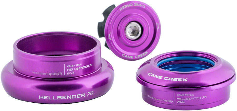 Cane Creek Hellbender 70 Headset - ZS44/28.6/H8 Upper | EC44/40 Lower, Tapered, Purple MPN: BAA1187PP UPC: 840226021584 Headsets Hellbender 70 Headset