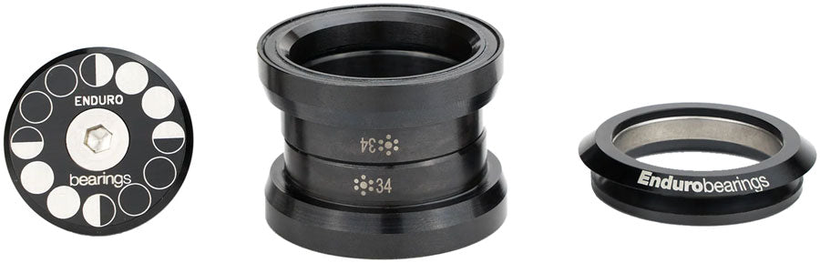 Enduro HDK-0007 External Bearing Kit - EC34/28.6 Upper | EC34/30 Lower, Angular Contact Bearings, Straight, Black Oxide - Headsets - External Bearing Kit