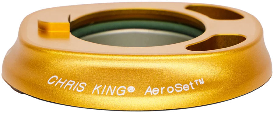 Chris King AeroSet 3 Headset Bearing Cap Assembly - For ENVE In-Route System, Matte Gold 50th Anniversary MPN: PHS821Y2 UPC: 841529278965 AeroSet 3 Headset Bearing Cap Assembly