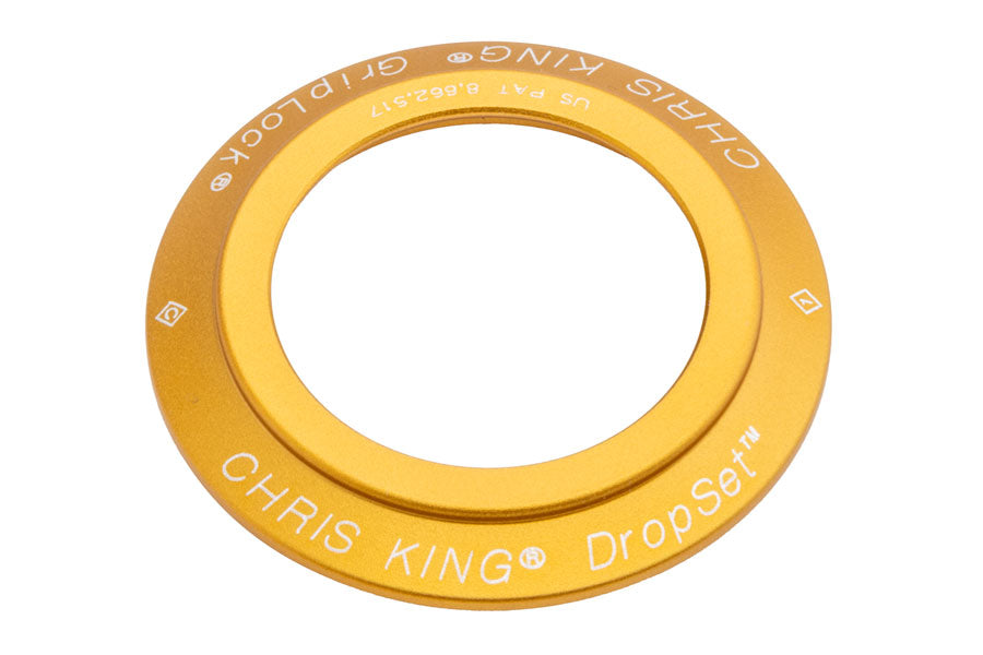 Chris King DropSet 5 Headset Bearing Cap - Matte Gold 50th Anniversary MPN: PHS818Y2 UPC: 841529278934 DropSet 5 Headset Bearing Cap