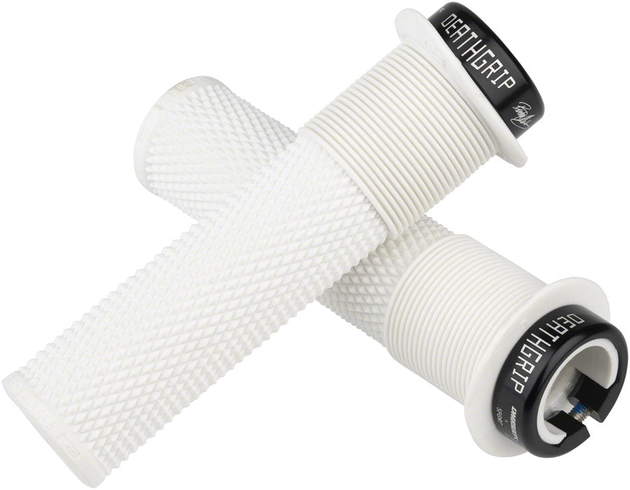 DMR DeathGrip Flanged Grips - Thin, Lock-On, White