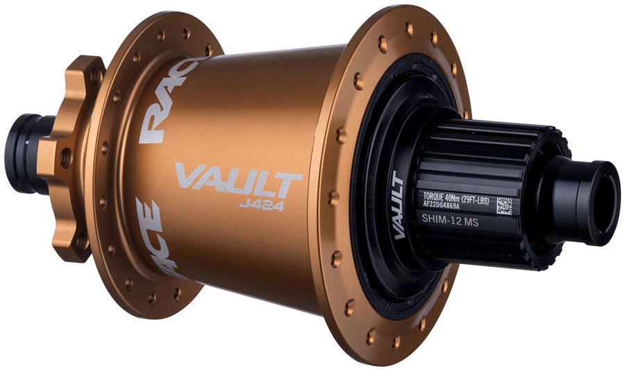RaceFace Vault J-Bend 424 Rear Hub - 12 x 148mm, 6-Bolt, Micro Spline, Kashmoney Gold, 32H MPN: 945-00-002 UPC: 821973495804 Rear Hub Vault Rear Hub