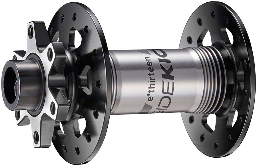 e*thirteen Sidekick Front Hub - 15 x 110mm, 6-Bolt Disc, Black/Sterling Silver, 28H