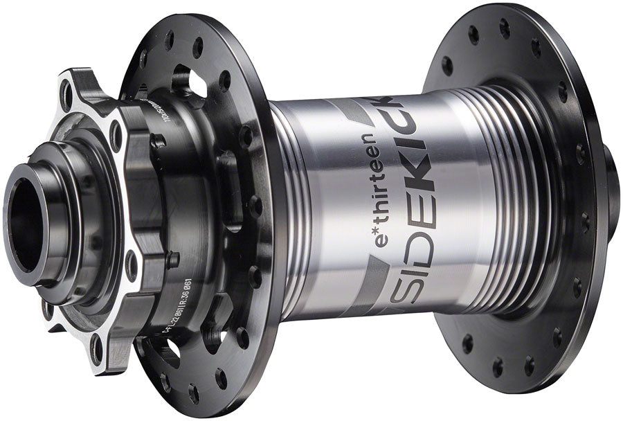 e*thirteen Sidekick Front Hub - 15/20 x 110mm, 6-Bolt Disc, Black/Sterling Silver, 32H