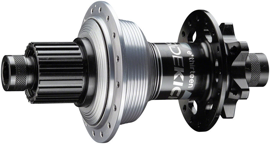 e*thirteen Sidekick Rear Hub - 12 x 148mm, 6-Bolt, Micro Spline, Black/Sterling Silver, 28H