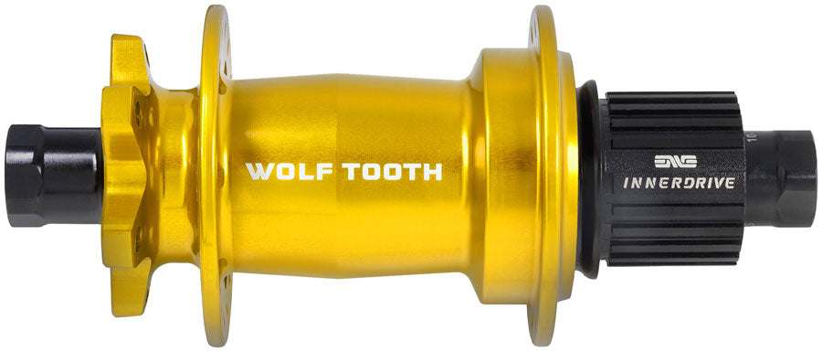 Wolf Tooth Mountain Rear Hub - 12 x 148mm, 6-Bolt, Microspline, Innerdrive Ratchet 60, Gold, J-Bend, 28H MPN: HRJ28-248-MS60-GLD UPC: 810159404815 Rear Hub Mountain Rear Hub