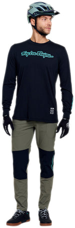 Troy Lee Designs Skyline Ride Long Sleeve Tee   Signature Black / Real Teal, Large - Jersey - Skyline Ride Long Sleeve Tee