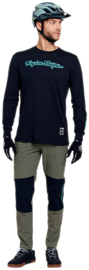 Troy Lee Designs Skyline Ride Long Sleeve Tee   Signature Black / Real Teal, Medium MPN: 383072023 UPC: 887202541186 Jersey Skyline Ride Long Sleeve Tee