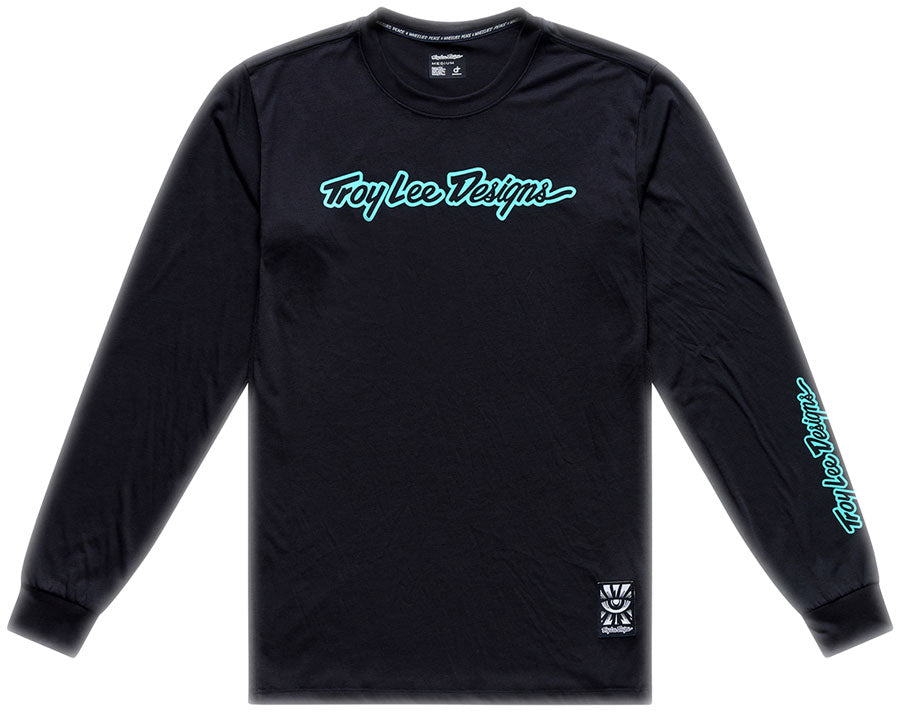 Troy Lee Designs Skyline Ride Long Sleeve Tee   Signature Black / Real Teal, Large MPN: 383072024 UPC: 887202541193 Jersey Skyline Ride Long Sleeve Tee