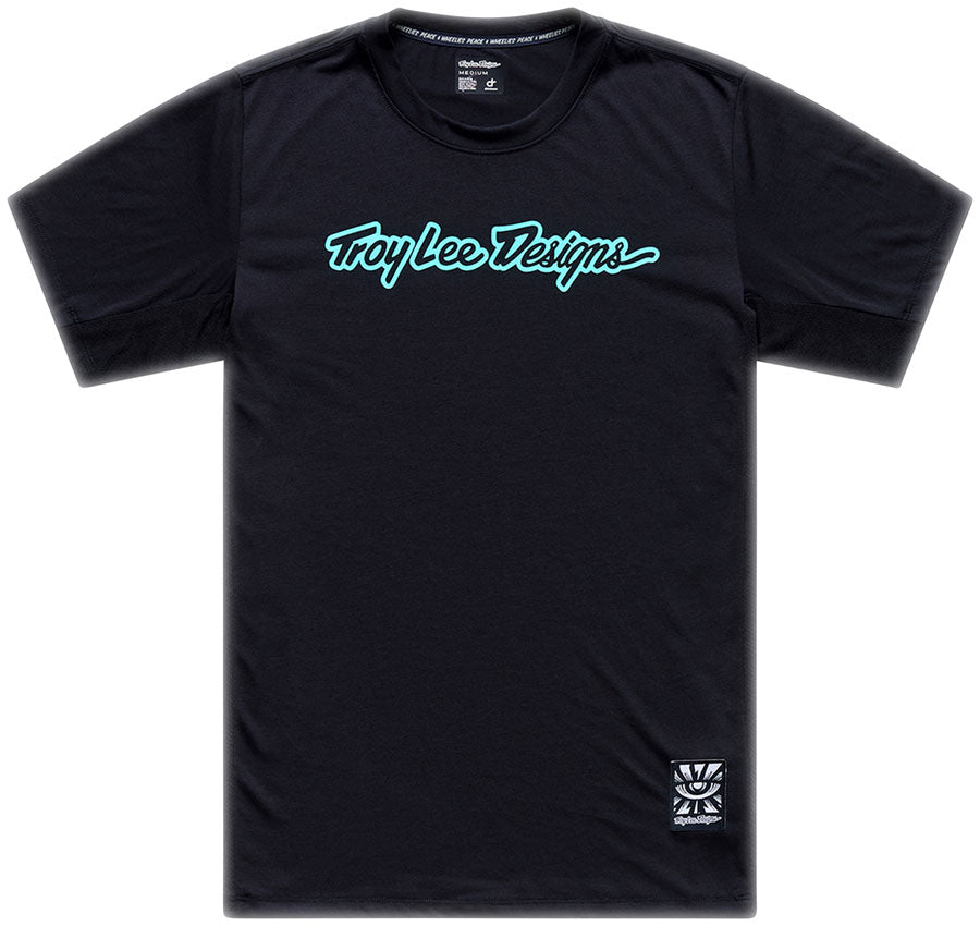 Troy Lee Designs Skyline Ride Short Sleeve Tee   Signature Black / Real Teal, Small MPN: 382072022 UPC: 887202540875 Jersey Skyline Ride Short Sleeve Tee