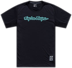 Troy Lee Designs Skyline Ride Short Sleeve Tee   Signature Black / Real Teal, Small MPN: 382072022 UPC: 887202540875 Jersey Skyline Ride Short Sleeve Tee