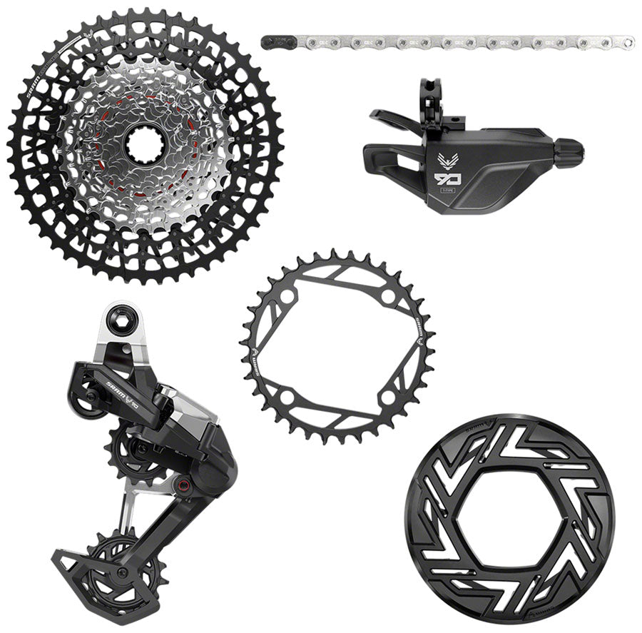 SRAM Eagle 90 Ebike Groupset - No Crank, 34T 104bcd, Clip-on Guard, Chain, XS-1275 10-52t, Single Click Shifter, Rear MPN: 00.7918.337.000 UPC: 710845911057 Kit-In-A-Box Mtn Group Eagle 90 Ebike Group