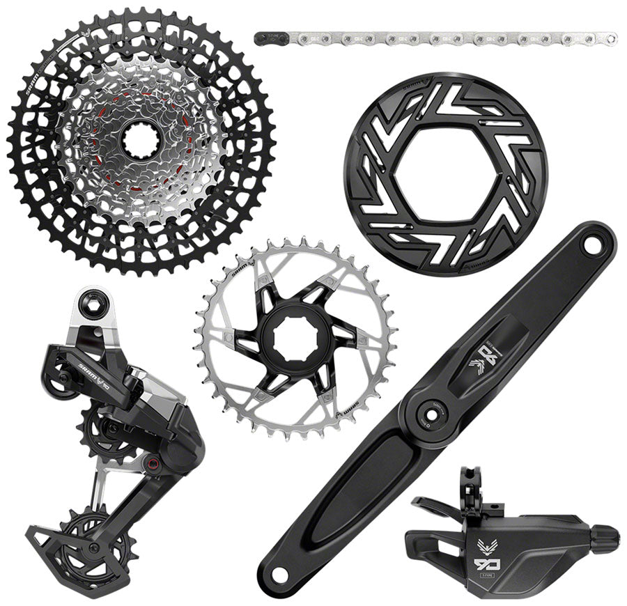 SRAM Eagle 90 Ebike Groupset -  170mm, Brose, 36T, Clip-on Guard, Chain, XS-1275 10-52t, Single Click Shifter, Rear MPN: 00.7918.337.003 UPC: 710845911088 Kit-In-A-Box Mtn Group Eagle 90 Ebike Group