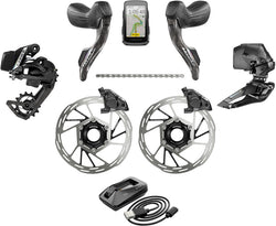 SRAM Force eTap AXS Road Groupset - 2x12-Speed, HRD Shift/Brake Levers, FM Calipers, Rotors, Chain, F/R Derailleurs, MPN: 00.7918.382.000 UPC: 710845919633 Kit-In-A-Box Road Group Force eTap AXS Electronic Groupset E1
