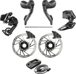 SRAM Force eTap AXS Road Groupset - 2x12-Speed, HRD Shift/Brake Levers, FM Calipers, CL Rotors, Chain, F/R Derailleurs, MPN: 00.7918.382.001 UPC: 710845919640 Kit-In-A-Box Road Group Force eTap AXS Electronic Groupset E1